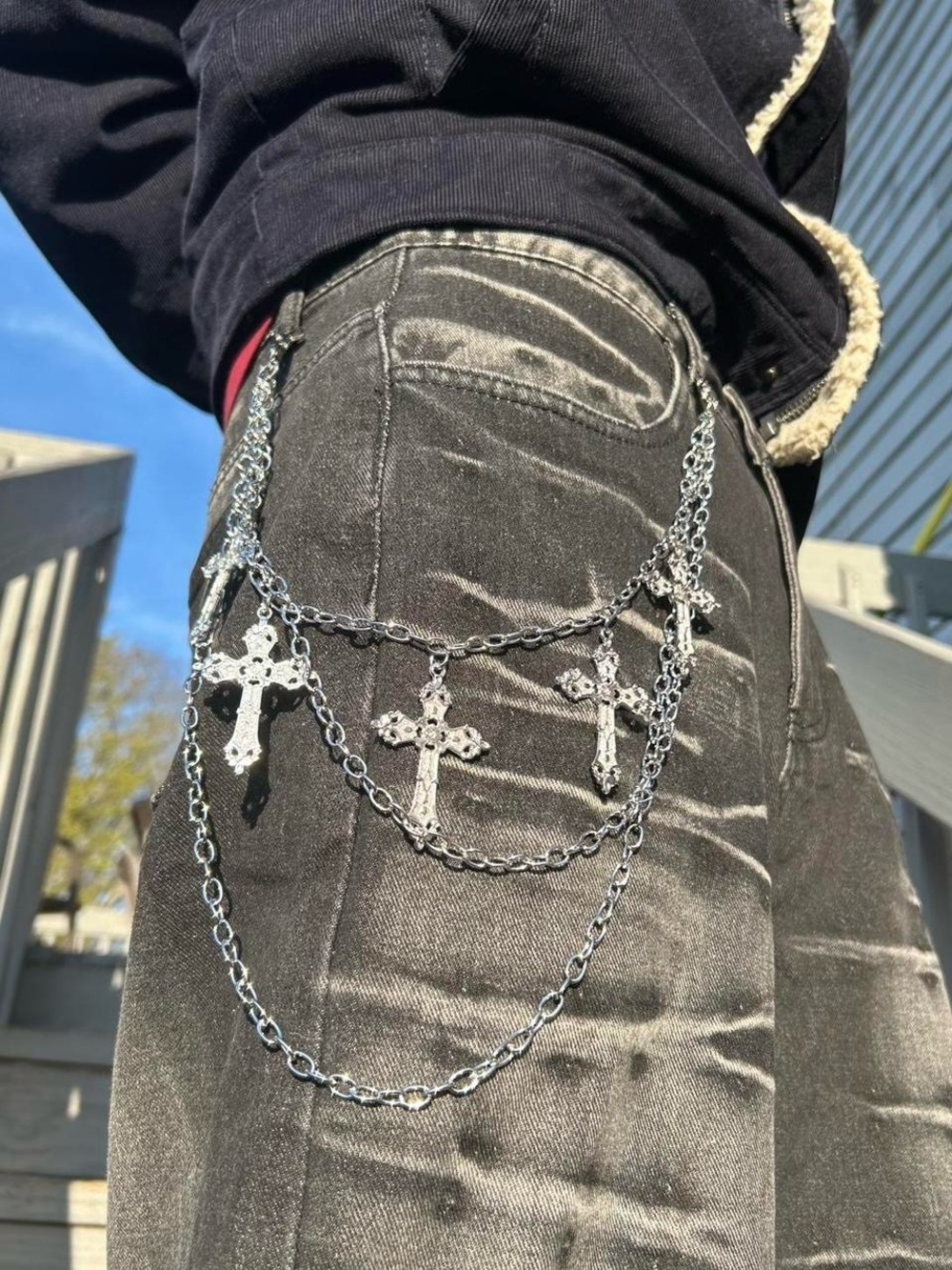 Gothic Punk Hard Cross triple-layer Pants Chain , Fashion Emo Grunge Wallet